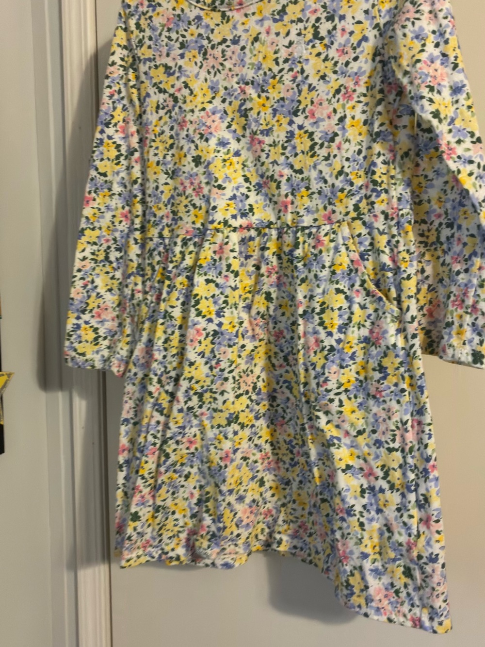 GAP Yellow Floral Long-Sleeve Casual Dress